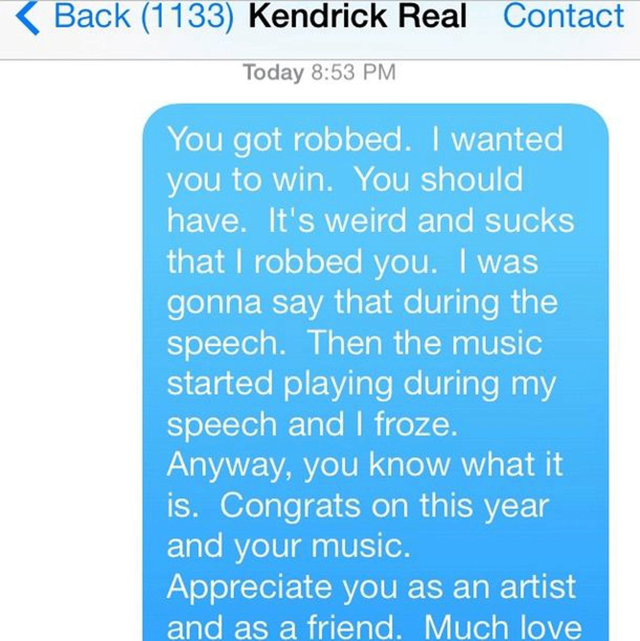 Macklemore texted Kendrick Lamar after the show (Picture: Macklemore/Instagram)