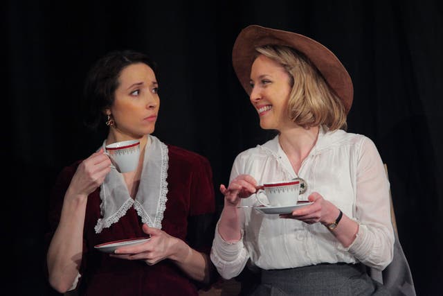 Alix Dunmore and Emily Bowker in 'Handmaidens of Death' at Southwark Playhouse