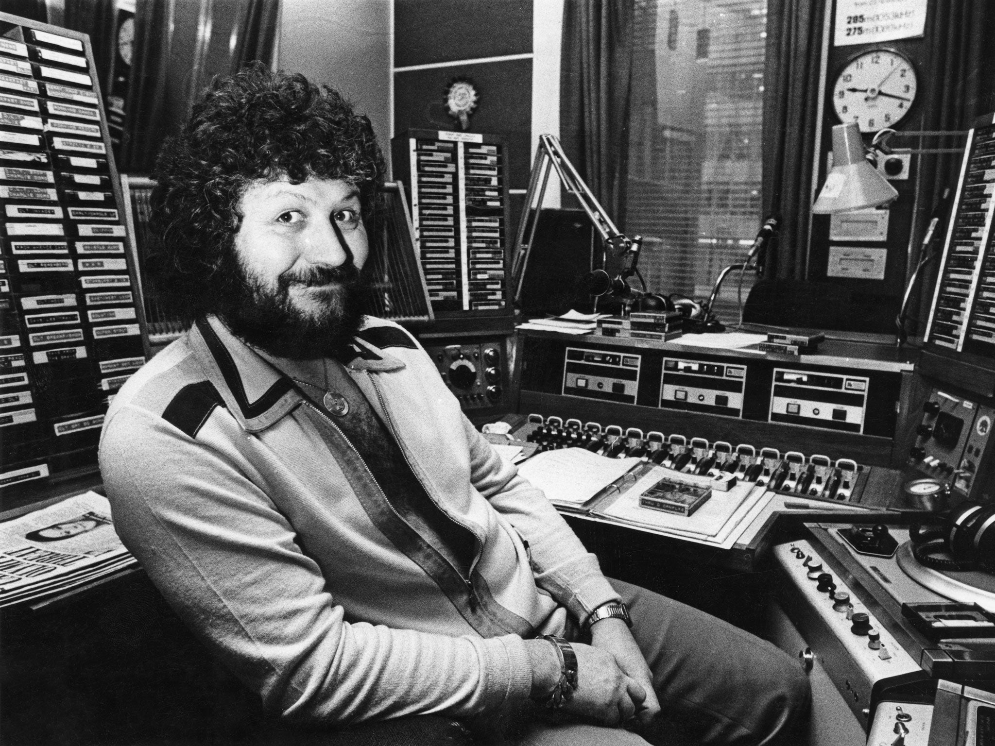 BBC Radio 1 presenter Dave Lee Travis in his studio at Broadcasting House, London, 14 January 1980.