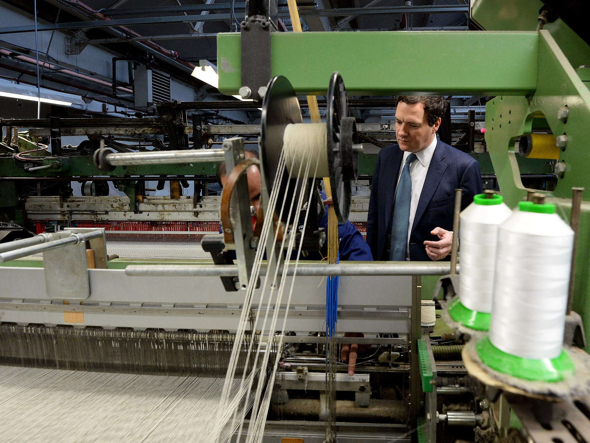 George Osborne during a visit to AW Hainsworth and Sons textile manufacturer in October. Y