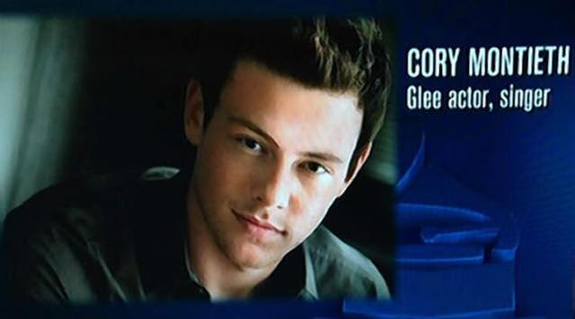 Cory Monteith's name was misspelled during a memorial segment at the 56th Grammys