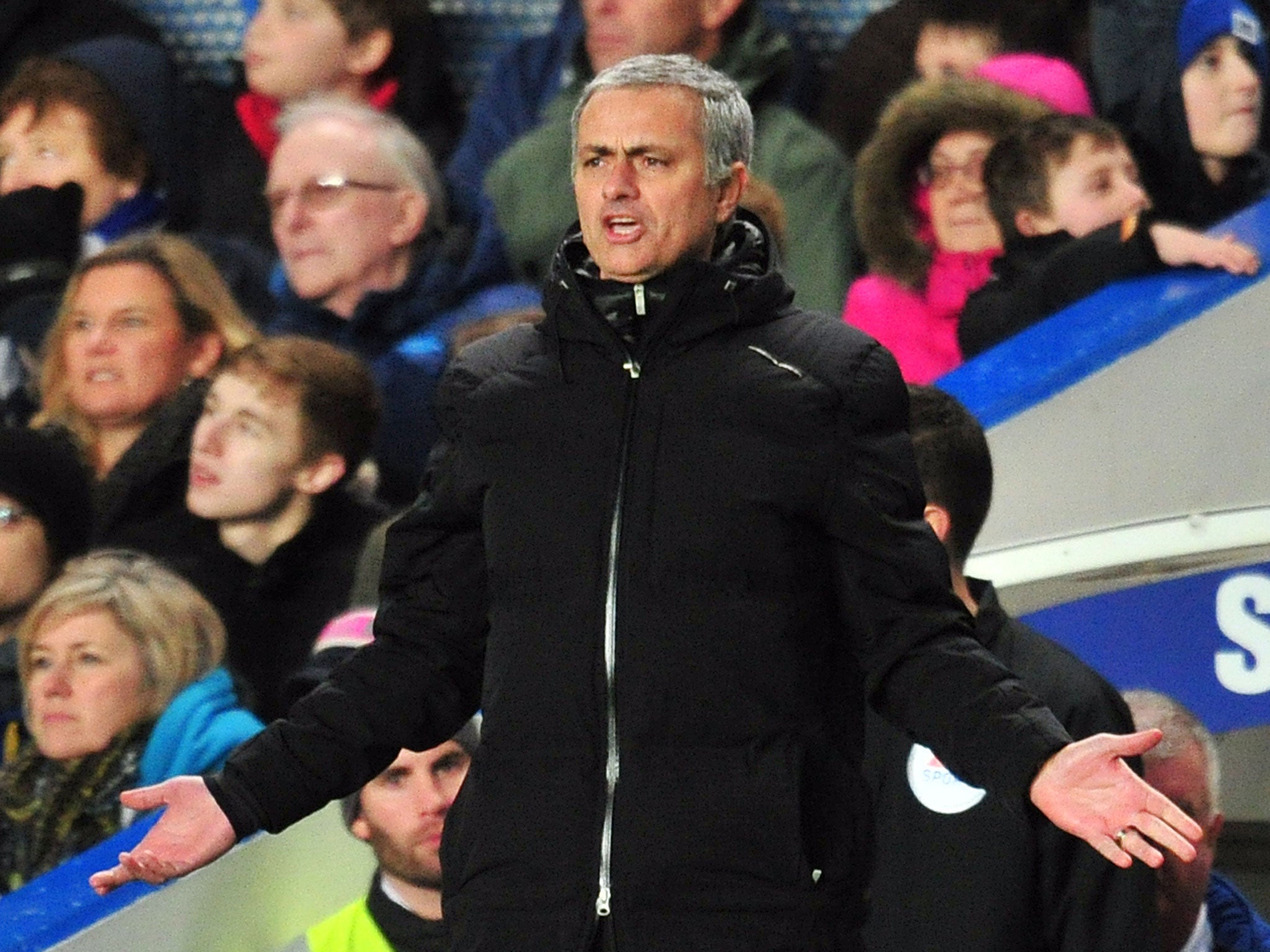Jose Mourinho gestures from the sidelines during Chelsea's 1-0 win over Stoke