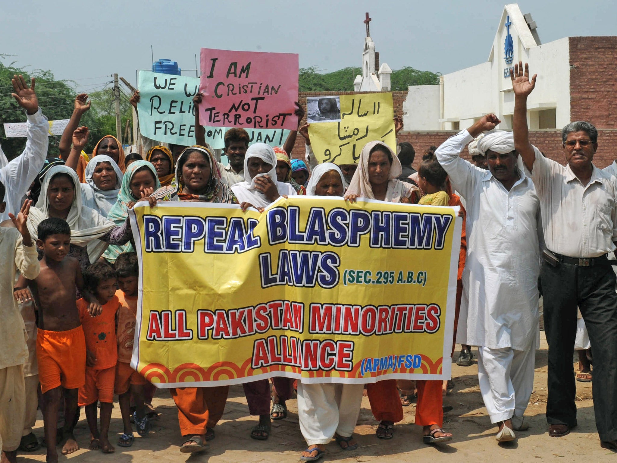Christians march in the streets in 2012, calling for reforms of Pakistan's blasphemy laws