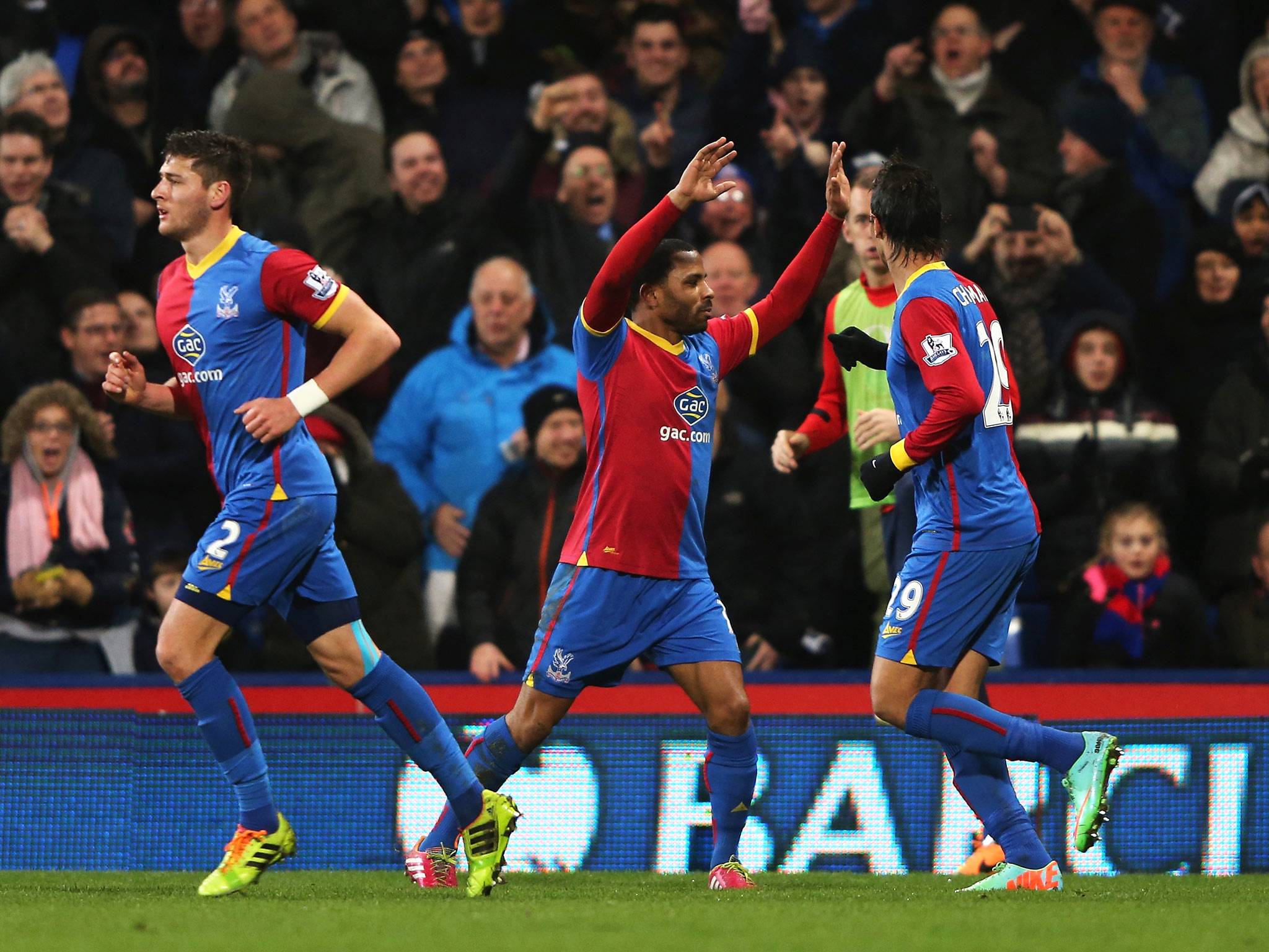 Jason Puncheon of Crystal Palace celebrates his goal during the Premier League game against Hull City