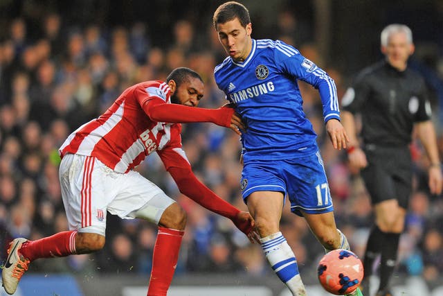 Chelsea's Eden Hazard in action during last weekend's FA Cup Fourth Round match against Stoke City