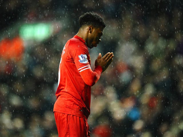 Daniel Sturridge of Liverpool reacts after missing a penalty 