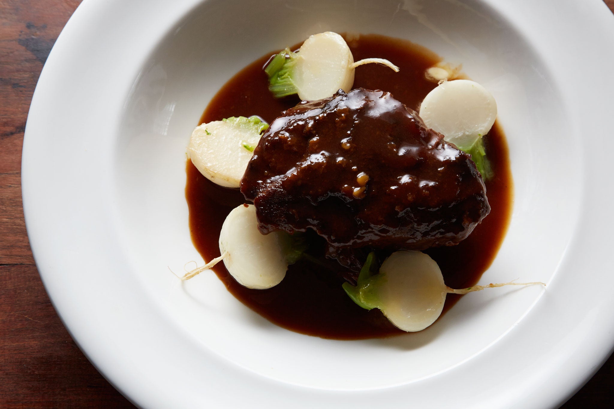 Braised Ox cheeks with port and turnips