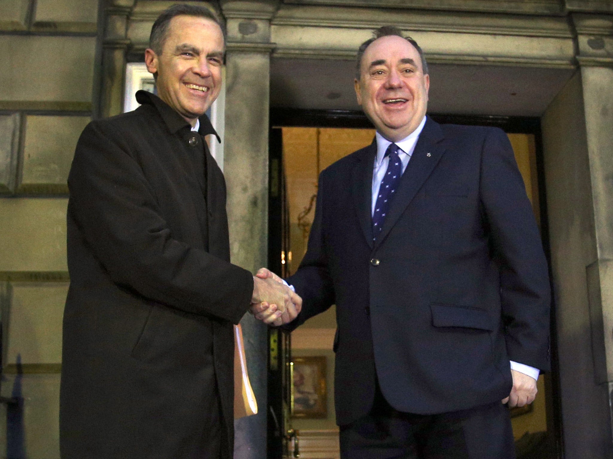 Bank of England governor Mark Carney (left) meets Scottish First Minister Alex Salmond
