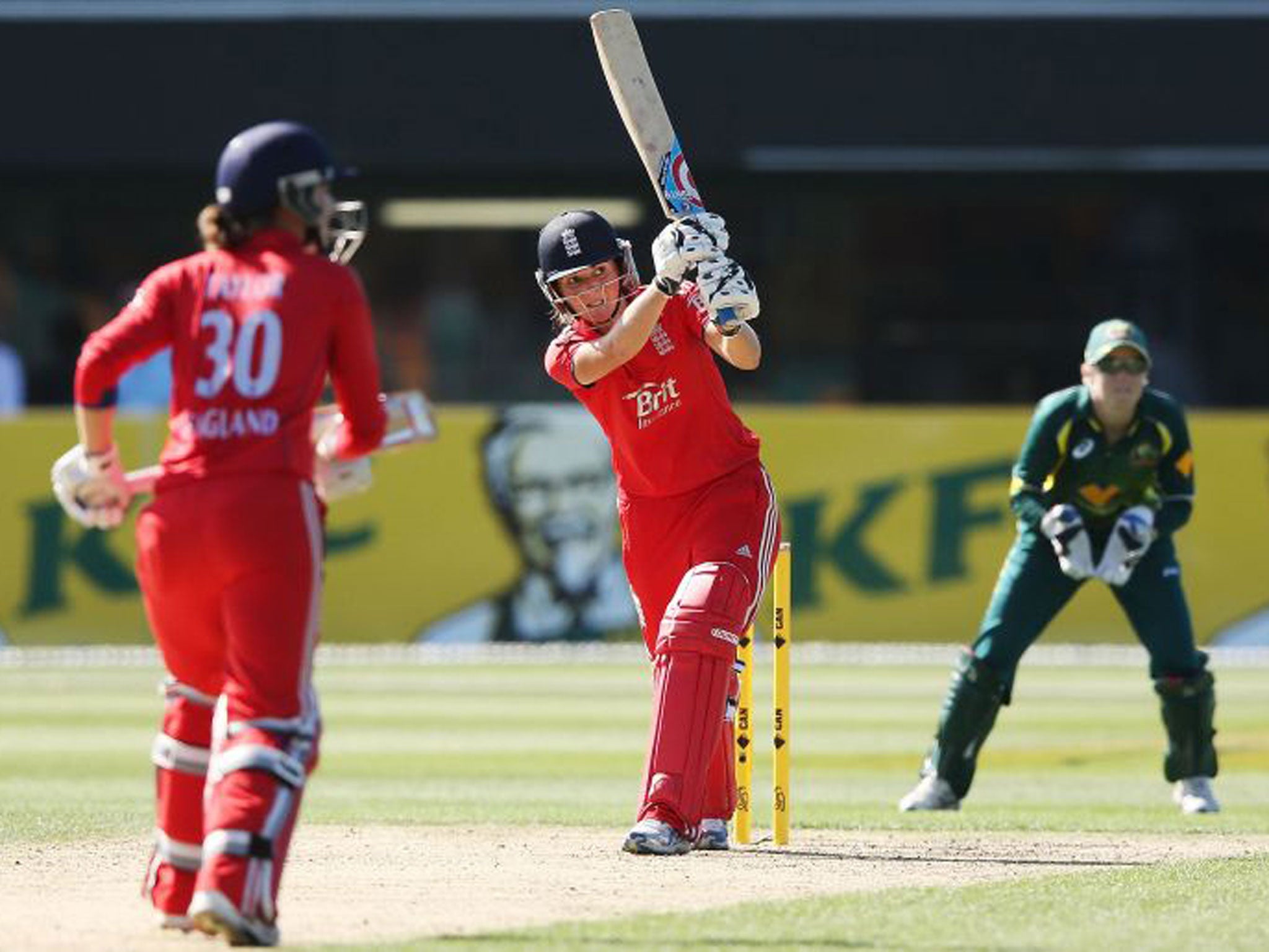 Skipper Charlotte Edwards on her way to an unbeaten total of 92 not out