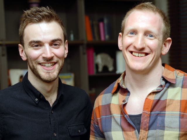 Jonny Benjamin (left) and Neil Laybourn meet after Mr Benjamin launched a campaign to find the stranger who stopped him from taking his life in 2008.