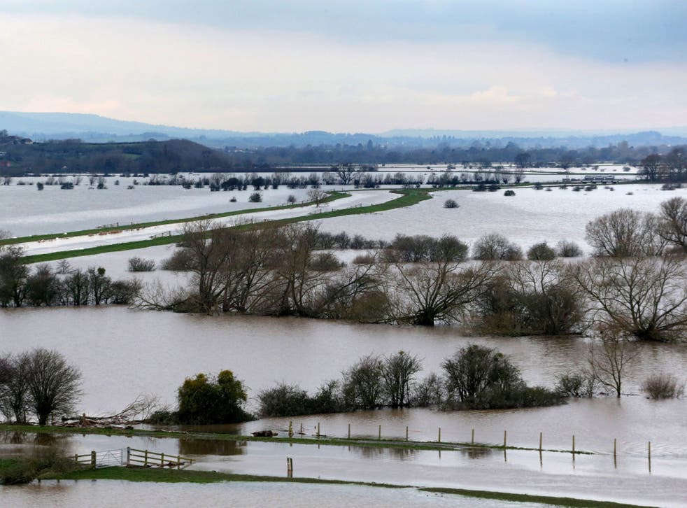 Flooded fields surround the River Tone near Langport in Somerset, England, on 29 January. The military has been brought in to provide relief to villages