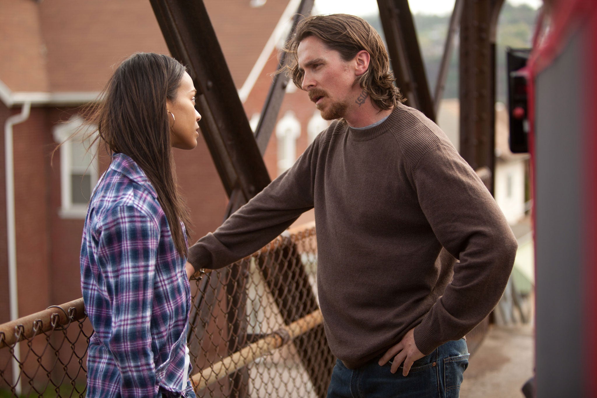 Christian Bale and Zoe Saldana in 'Out Of The Furnace'