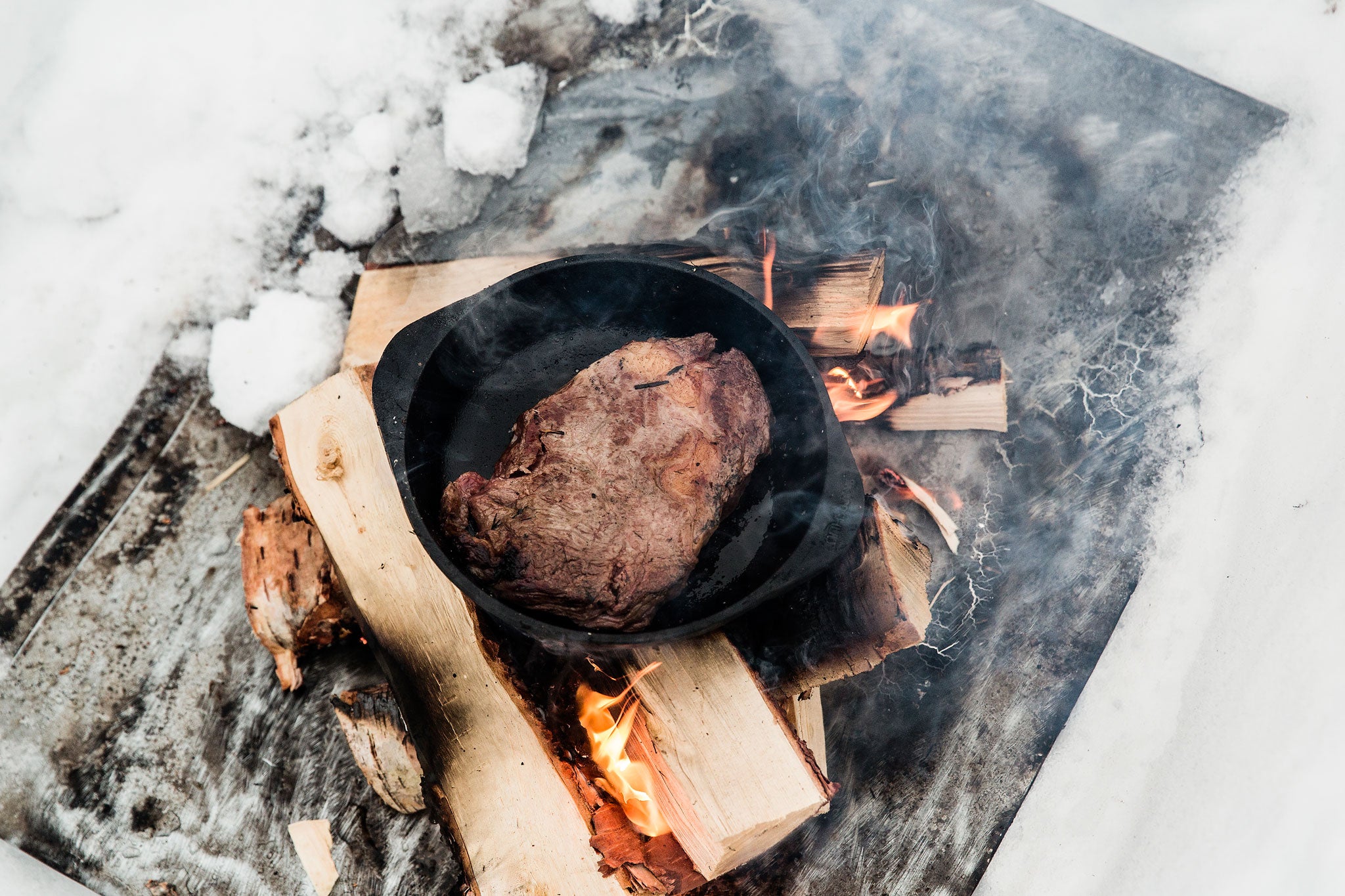 Slow burn: A beef steak is pre-seared in a pan