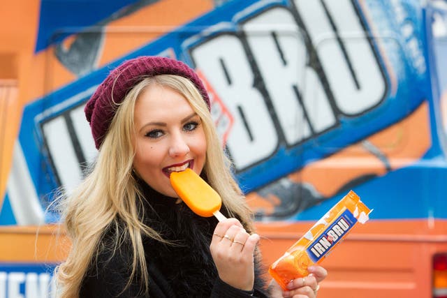 Nadia Stefanowicz is the first person to try the new Irn-Bru ice cream.