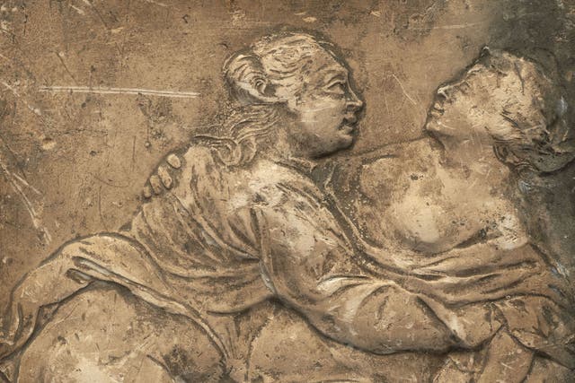 An 18th century erotic relief tile due to go on show at the Museum of London for Valentine's Day