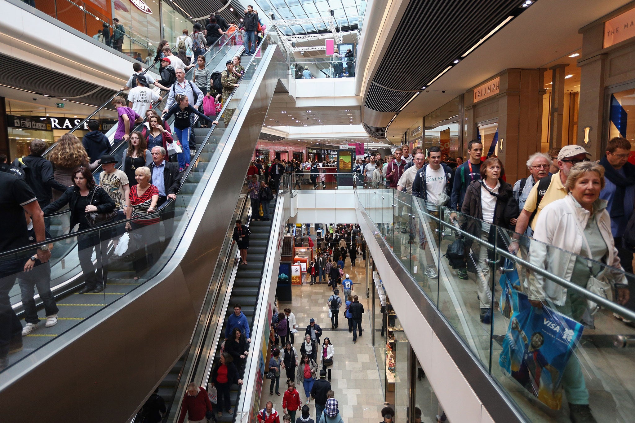 Shoppers at Westfield Stratford, unrelated to today's incident