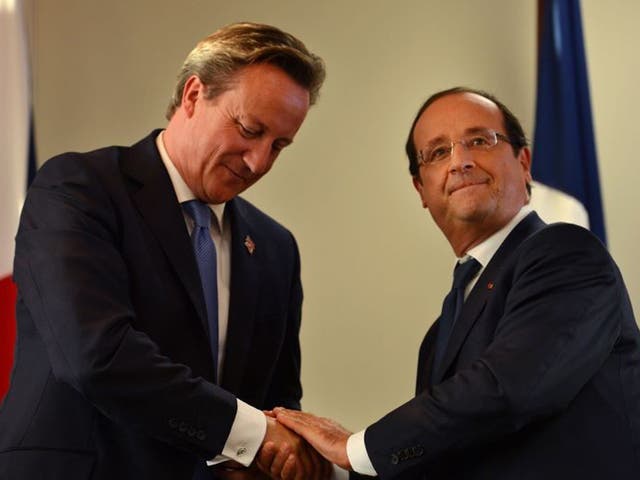 David Cameron and Francois Hollande in 2011. The pair will meet today to discuss EU reform