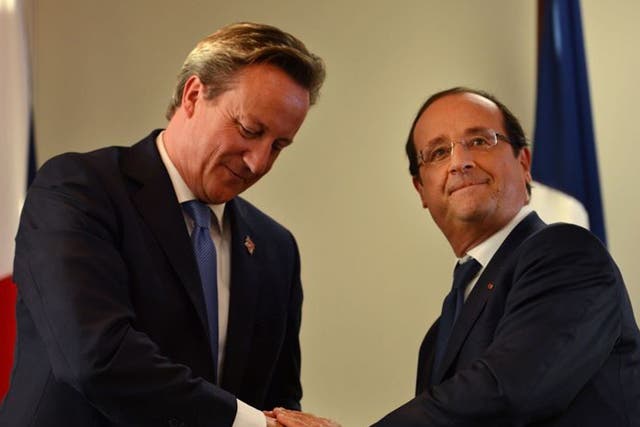 David Cameron and Francois Hollande in 2011. The pair will meet today to discuss EU reform