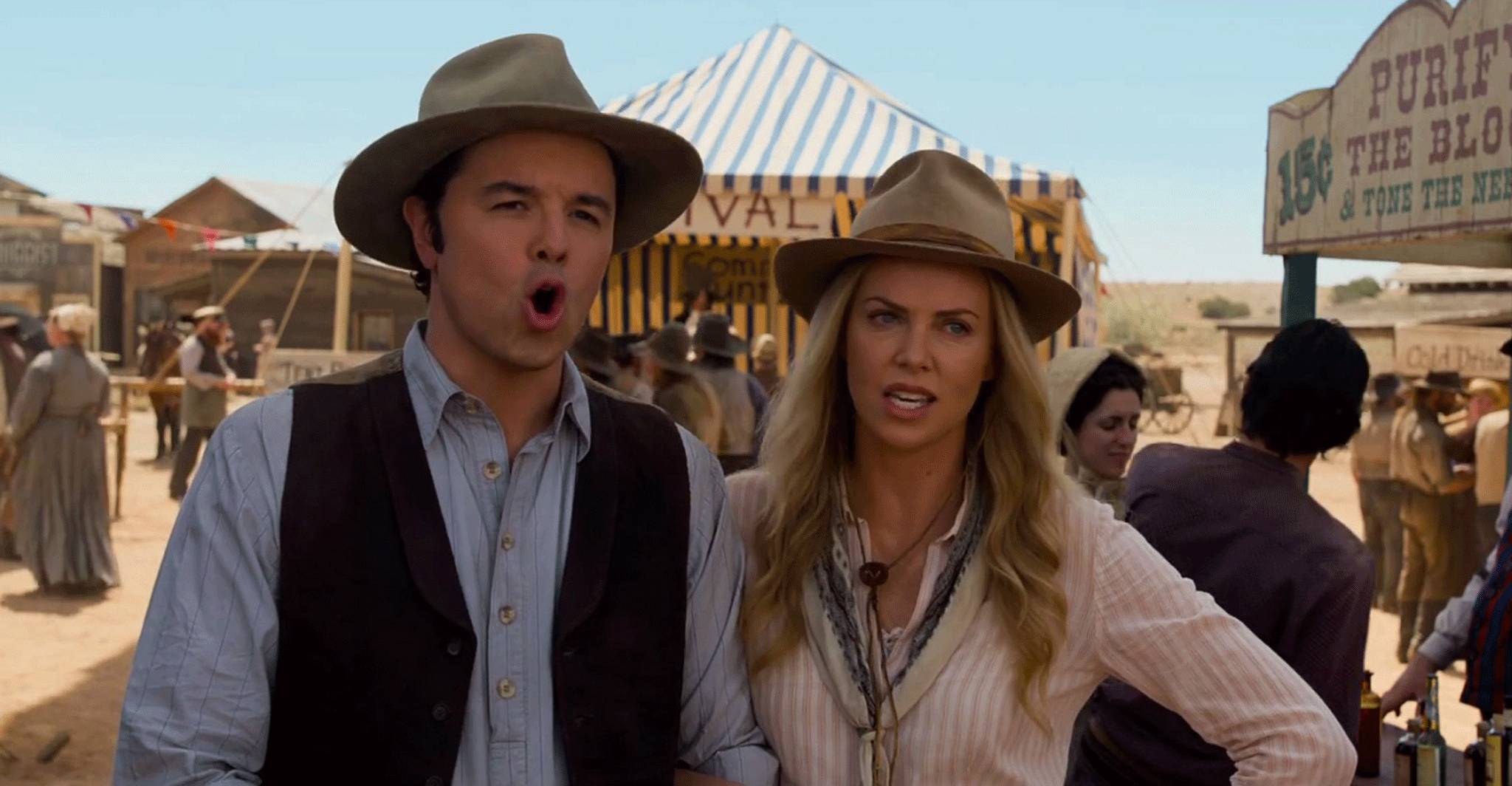 Seth MacFarlane and Charlize Theron star in A Million Ways to Die in the West