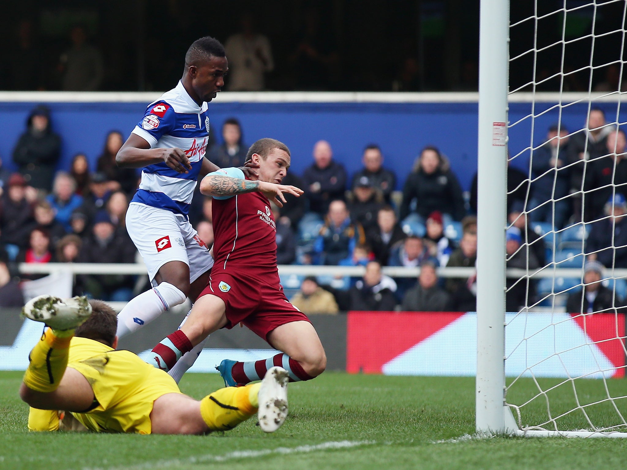 Modibo Maiga scores a late equaliser for QPR against Burnley