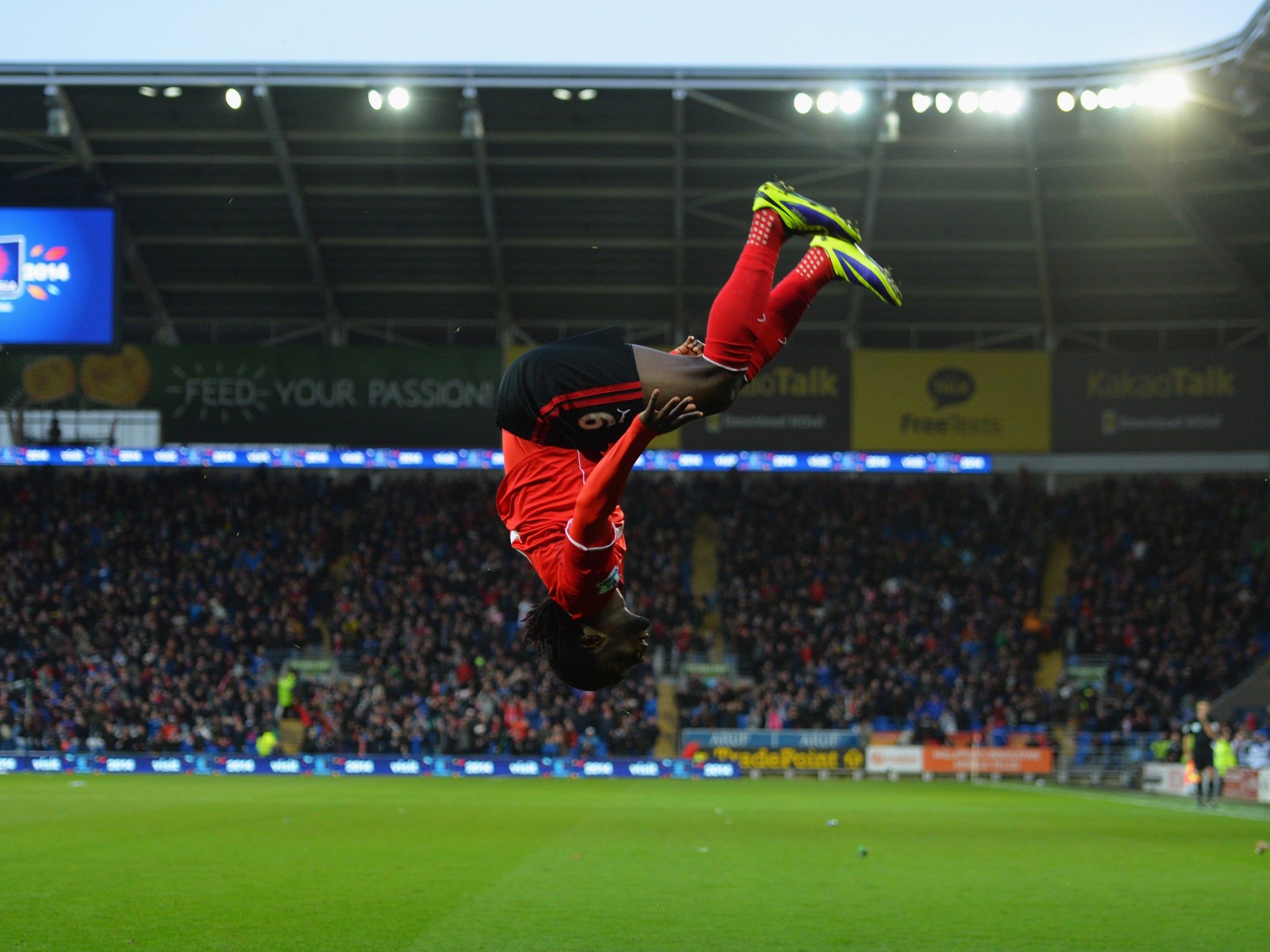 Kenwyne Jones celebrates after scoring the winner for Cardiff on his debut against Nowrich