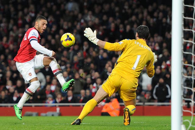 Alex Oxlade-Chamberlain opens the scoring for Arsenal in their 2-0 win over Crystal Palace last weekend