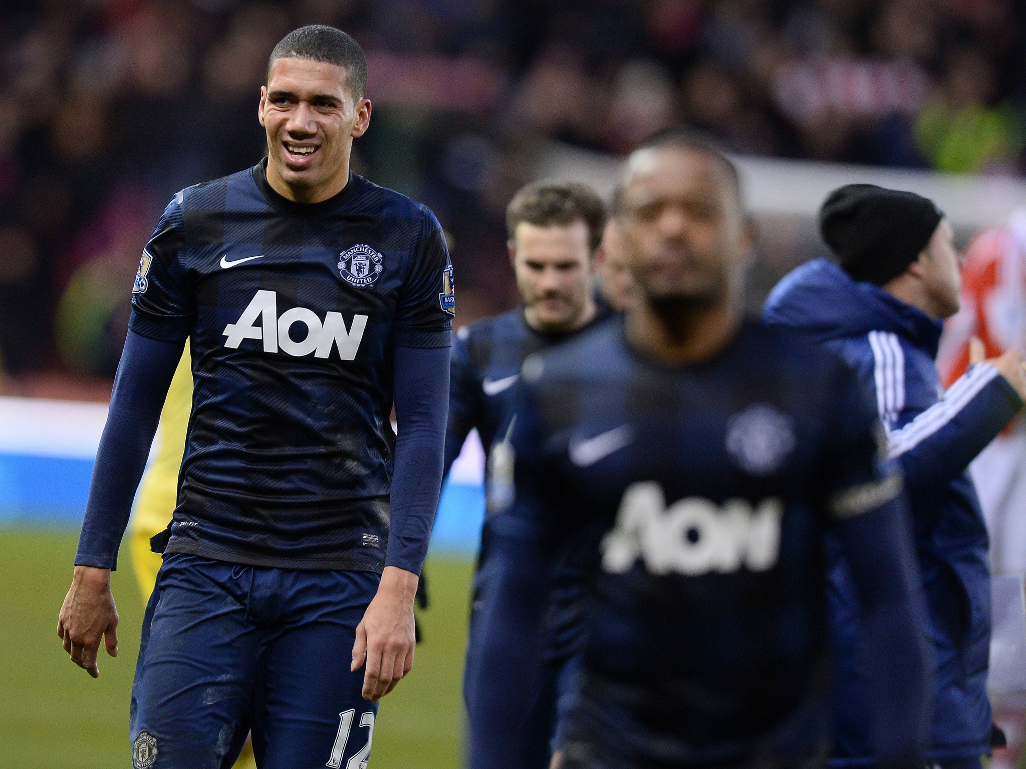 Chris Smalling of Manchester United pictured following the defeat to Stoke City