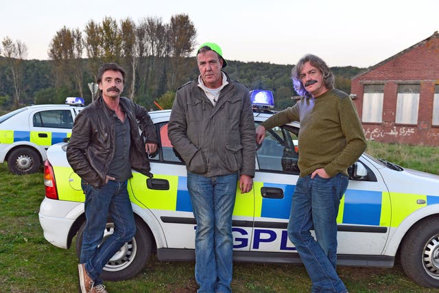 Richard Hammond, Jeremy Clarkson and James May in the first episoce of Top Gear's 21 series