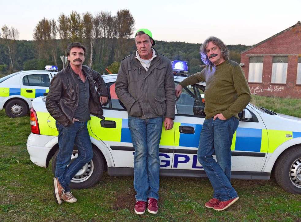 Richard Hammond, Jeremy Clarkson and James May in the first episoce of Top Gear's 21 series
