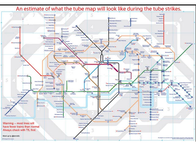 Mind the gaps: What the London Underground is predicted to look like during the strikes