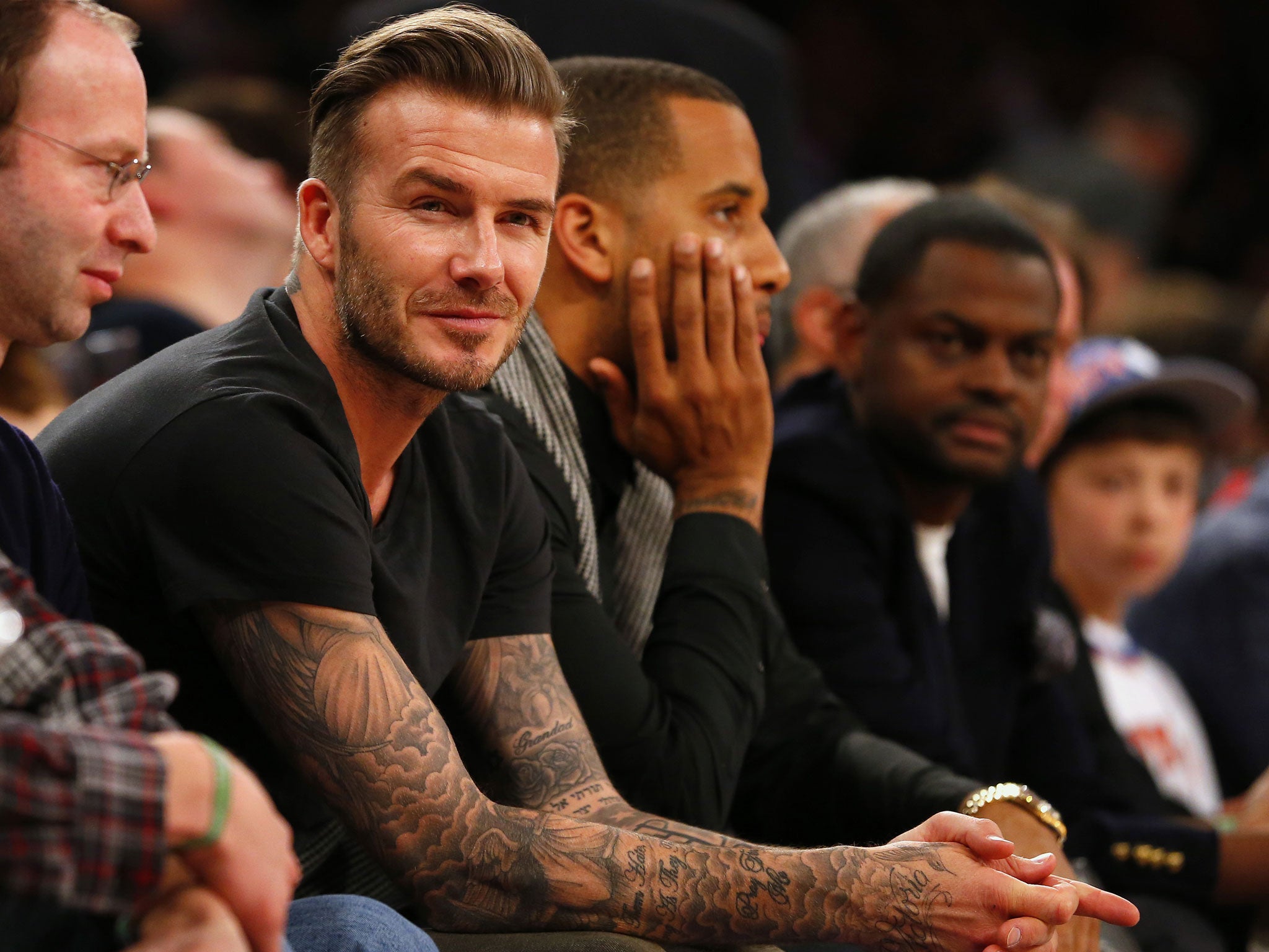 David Beckham pictured watching the Miami Heat basketball team recently