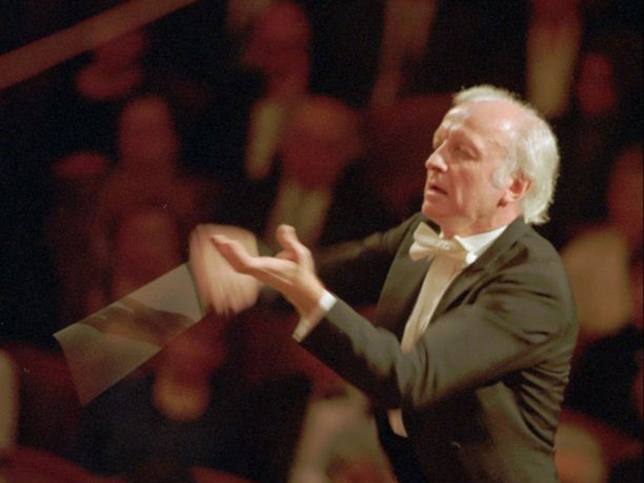 The then chief conductor of Czech Philharmony Orchestra Gerd Albrecht performs during the concert held in Prague in 1996