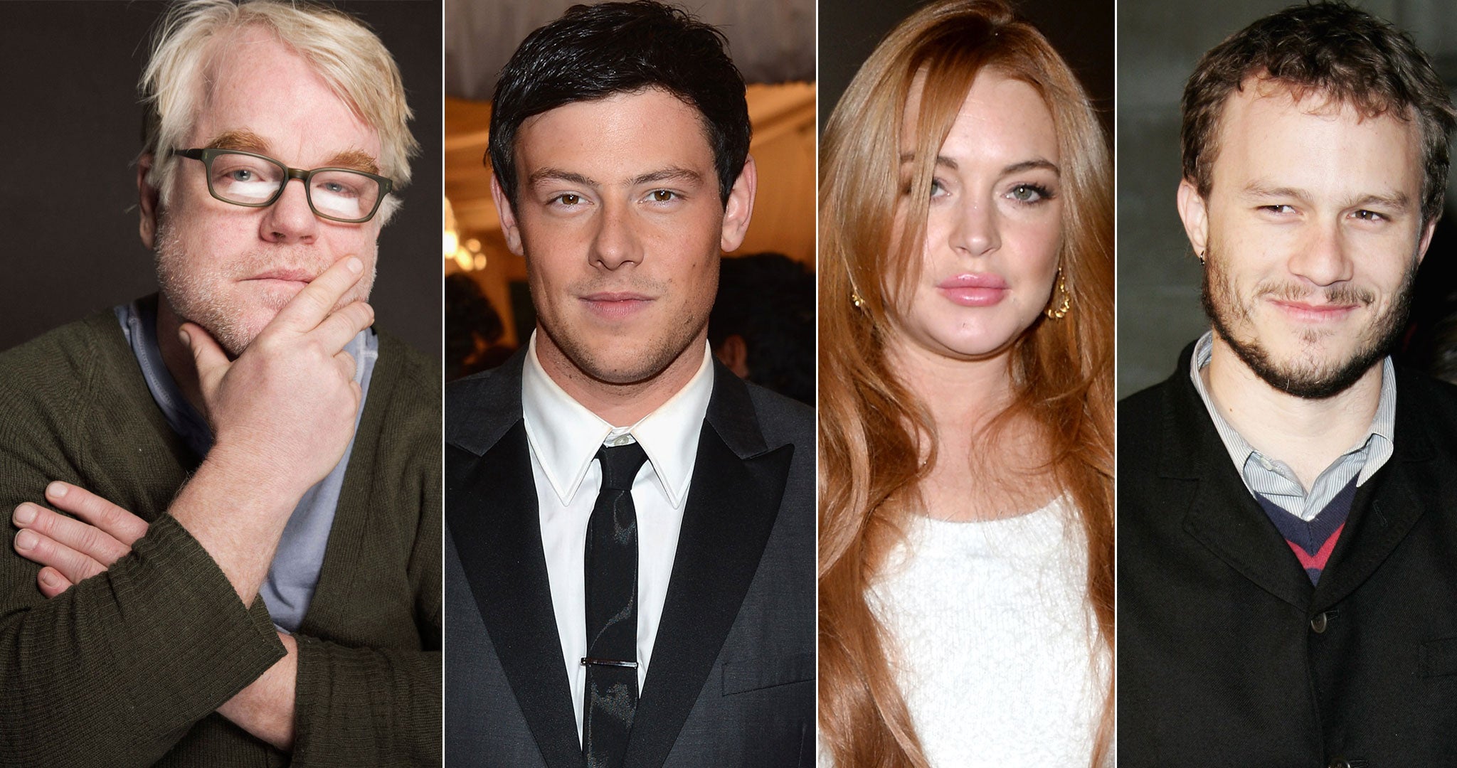From left to right: Philip Seymour Hoffman; Cory Monteith; Lindsay Lohan and Heath Ledger