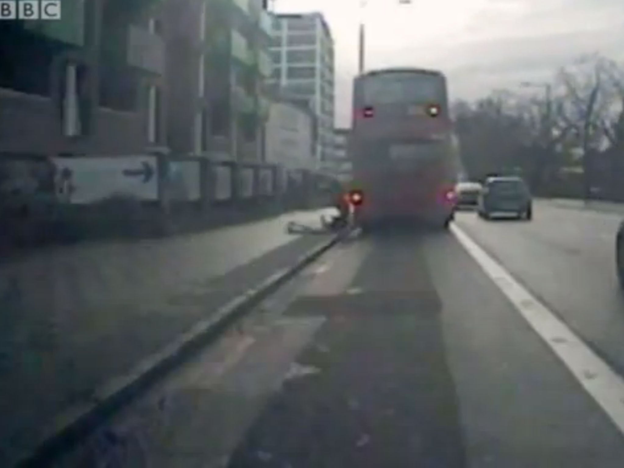 Shocking CCTV footage has emerged of the moment a man was kicked through the top deck window of a London bus.