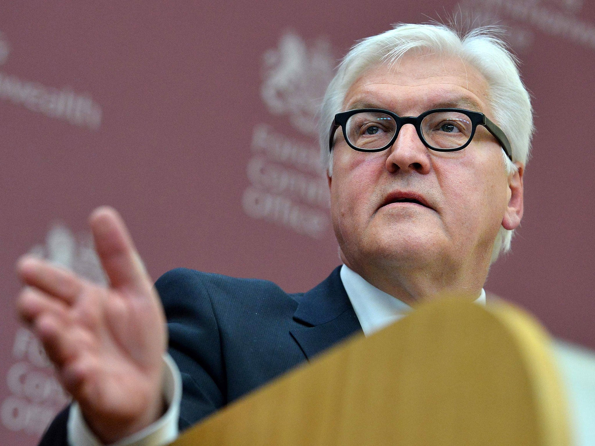 Germany's Foreign Minister Frank-Walter Steinmeier speaks during a news conference with Britain's Foreign Secretary William Hague in the Foreign and Commonwealth Office February 3, 2014