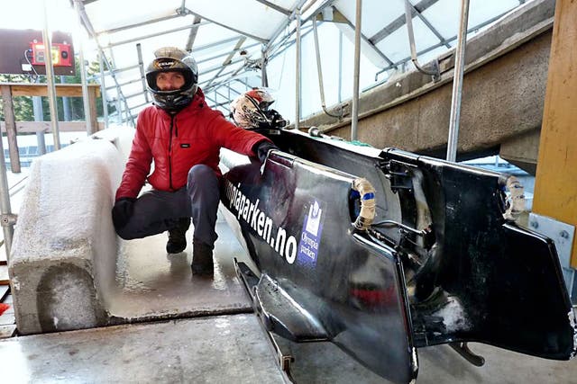 Slip sliding away: James Stewart with a bobsleigh