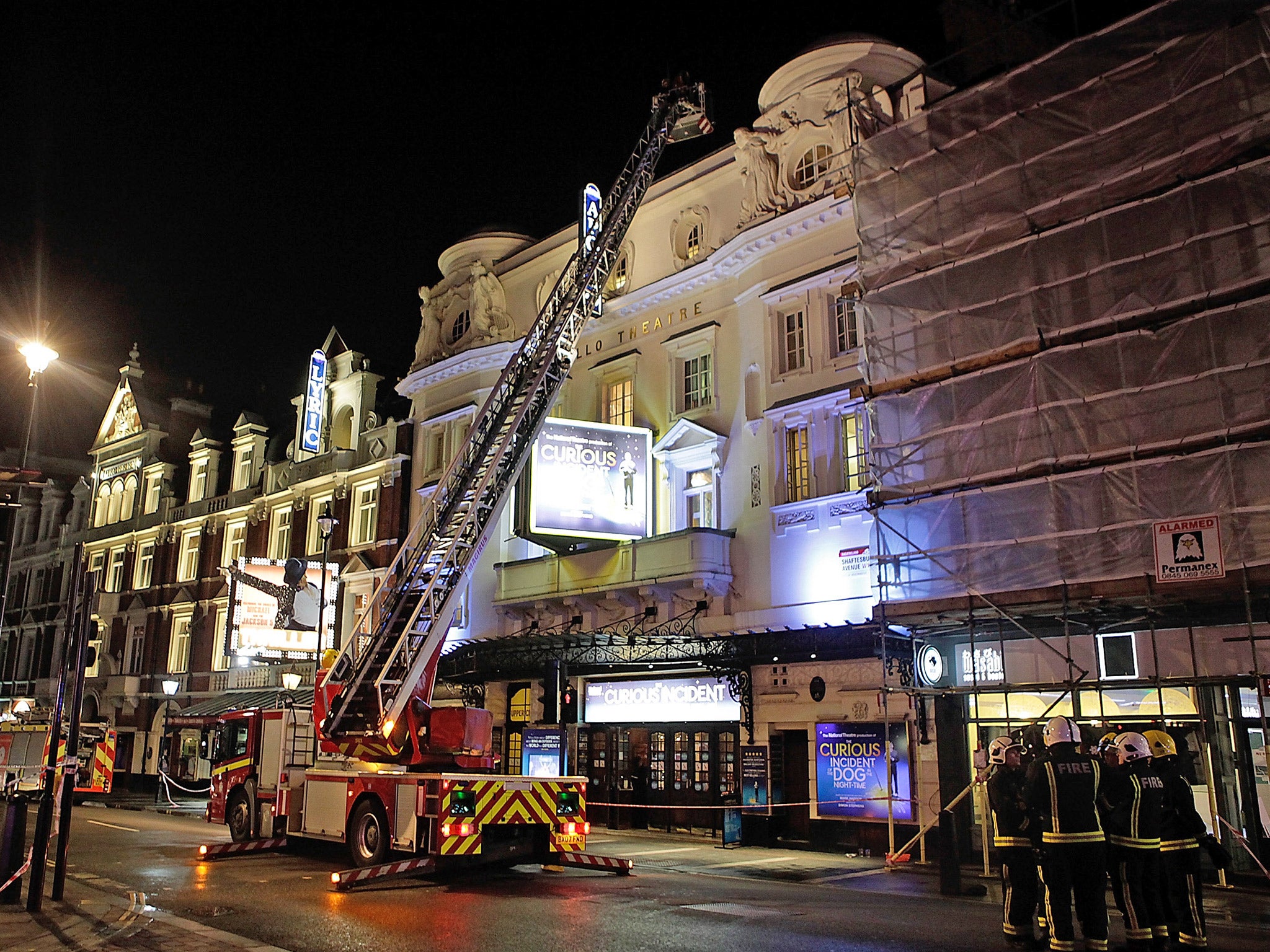 Fire crews outside the Apollo Theatre following the balcony's collapse in December