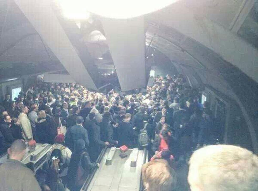 RMT said that this image showed 'lethal overcrowding' as a result of Tube services overstretched by union strike action