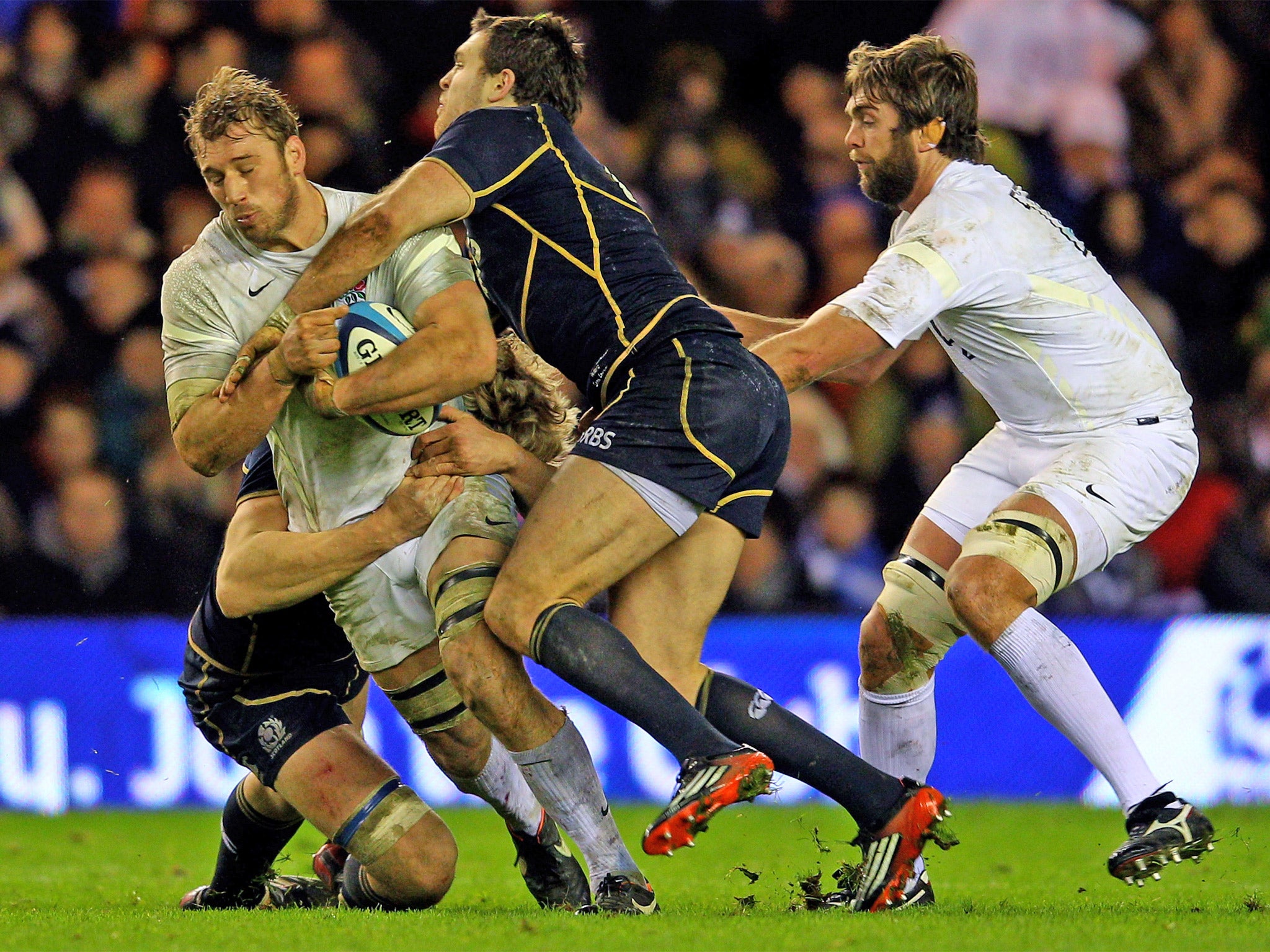 Chris Robshaw (left) enjoyed his first game as England captain at Murrayfield in 2012