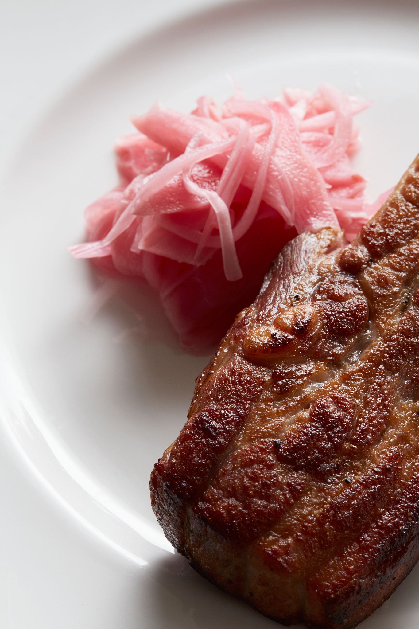 Bacon chop with pickled rhubarb