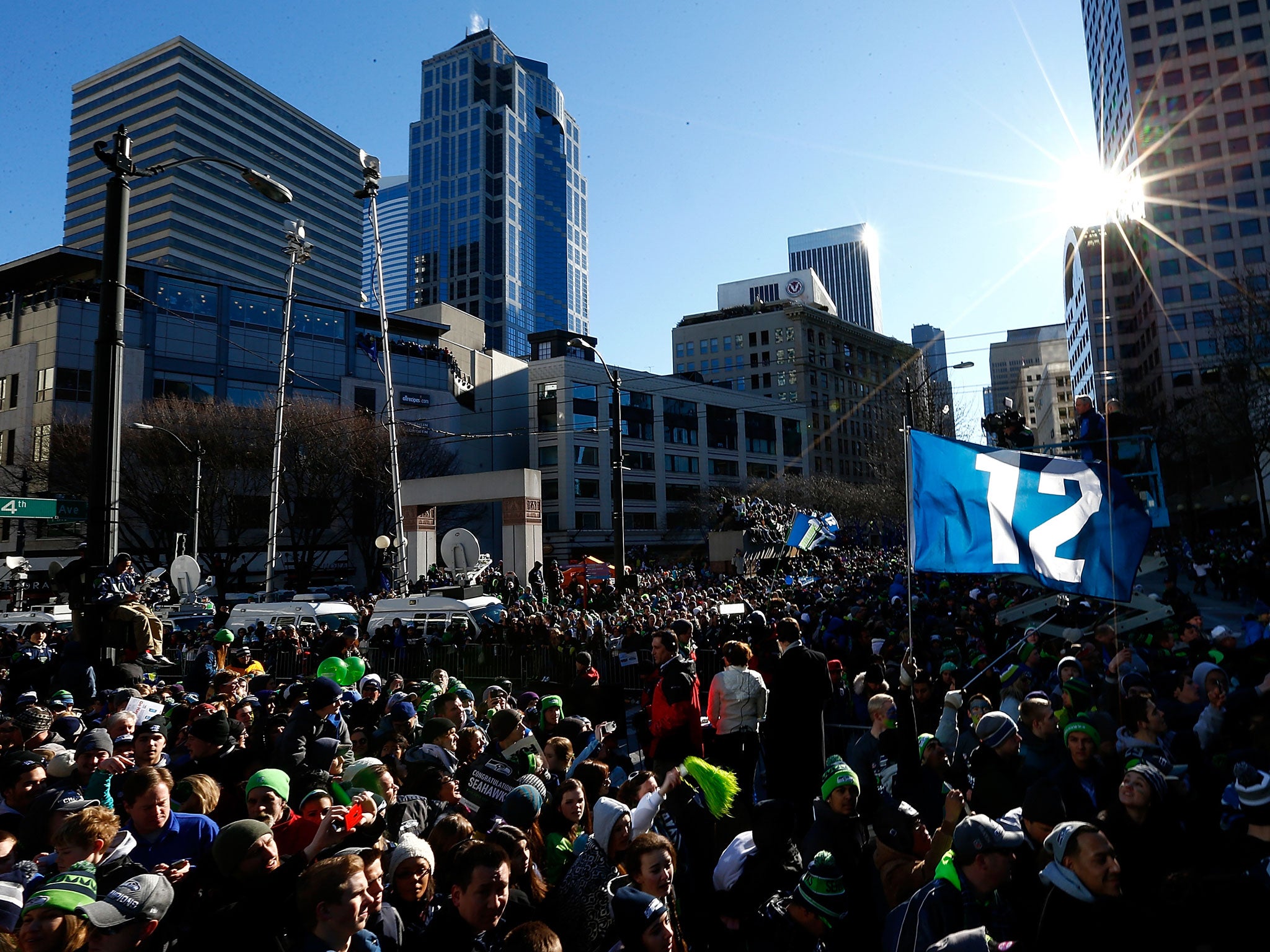 Seattle Seahawks fans turn out in strength to celebrate with the Super Bowl champions