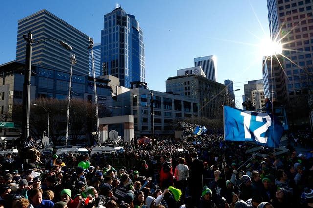 Seattle Seahawks fans turn out in strength to celebrate with the Super Bowl champions