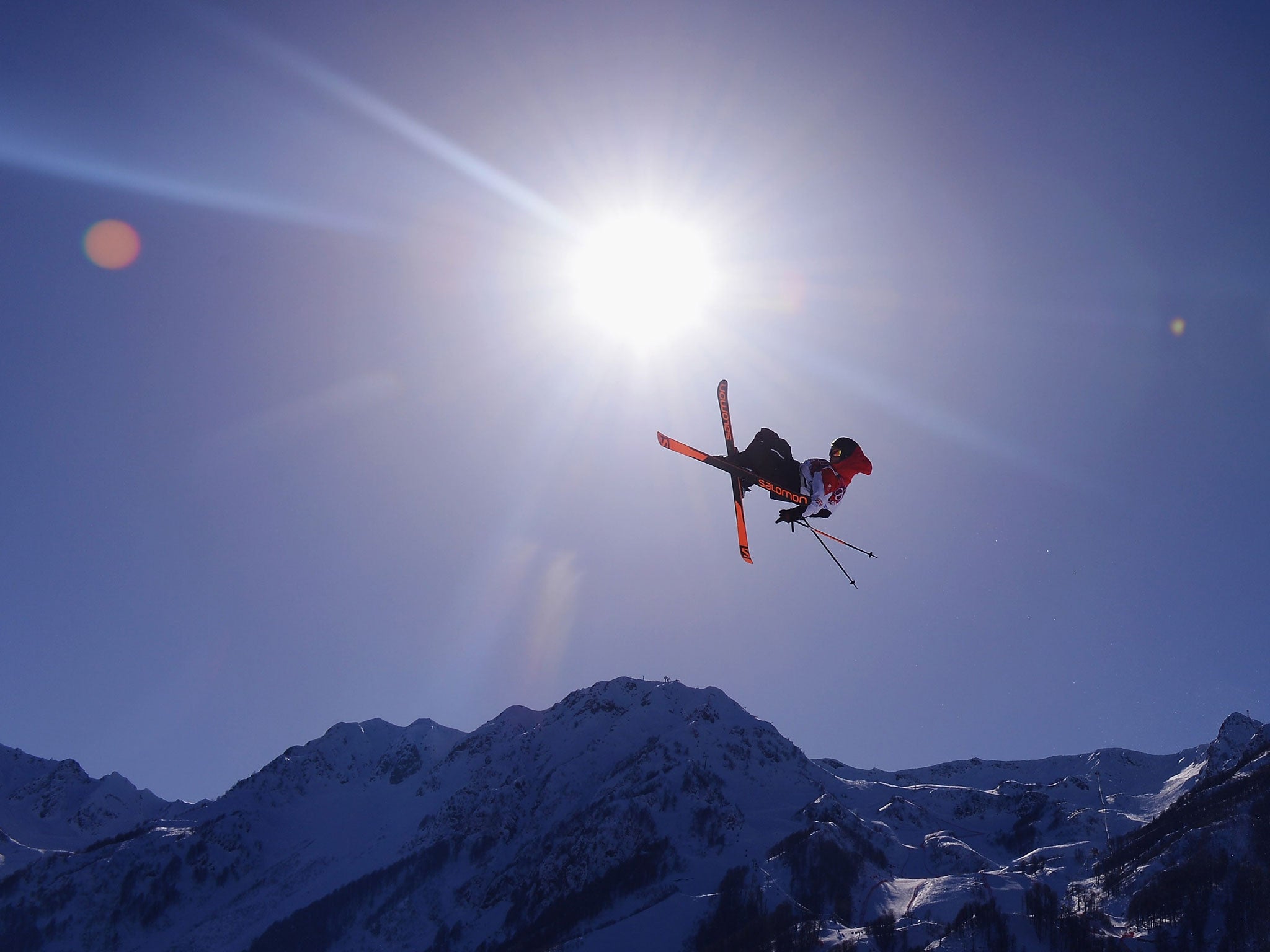 Blizzard king: UK skier James Woods, one of the favourites to win the ski slope-style event, trains in Sochi