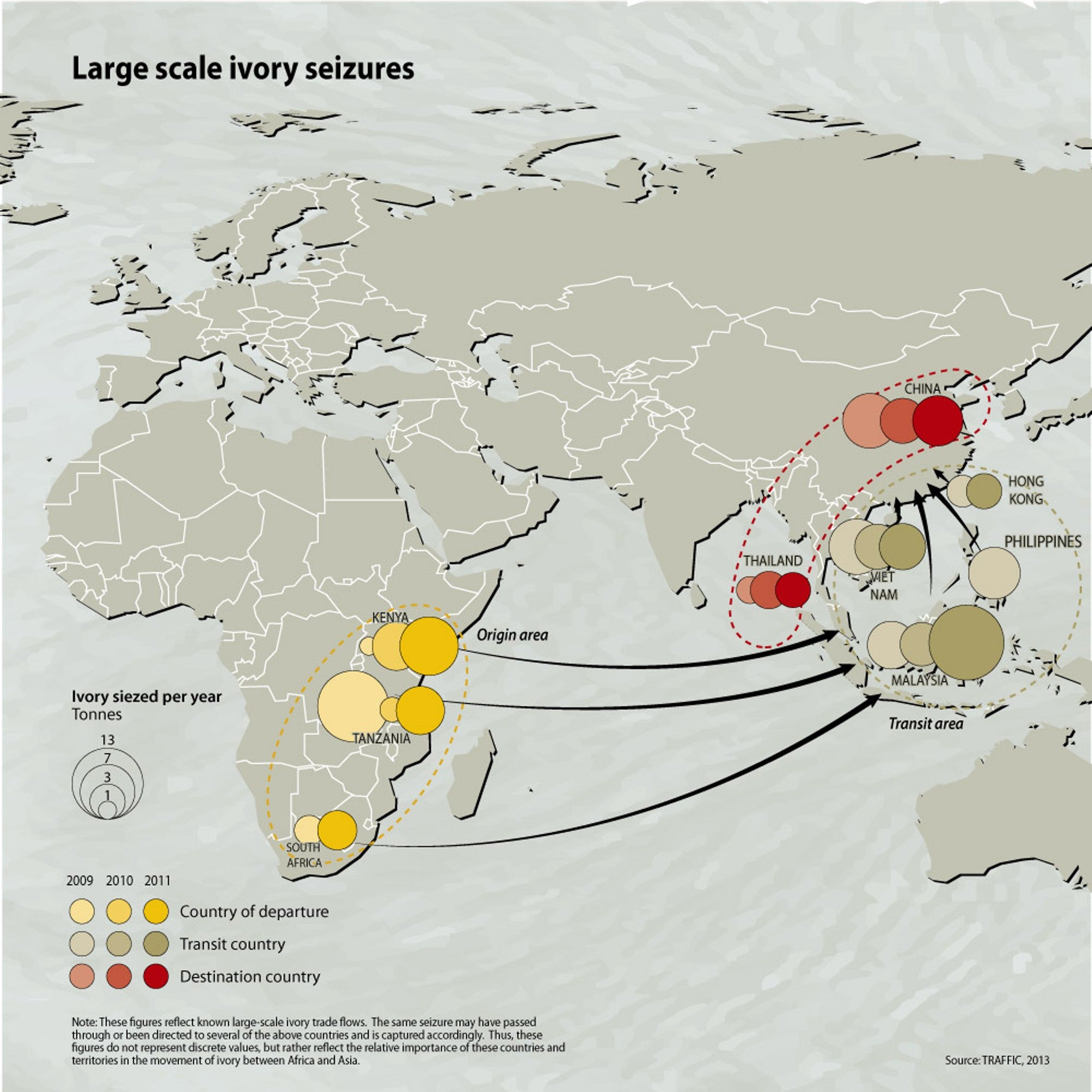 Map: large scale ivory seizures