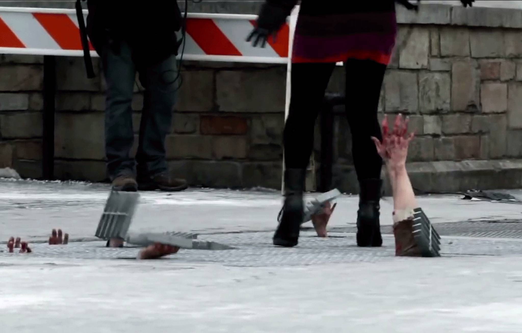 The Walking Dead sends hungry zombies to infest a sidewalk grate