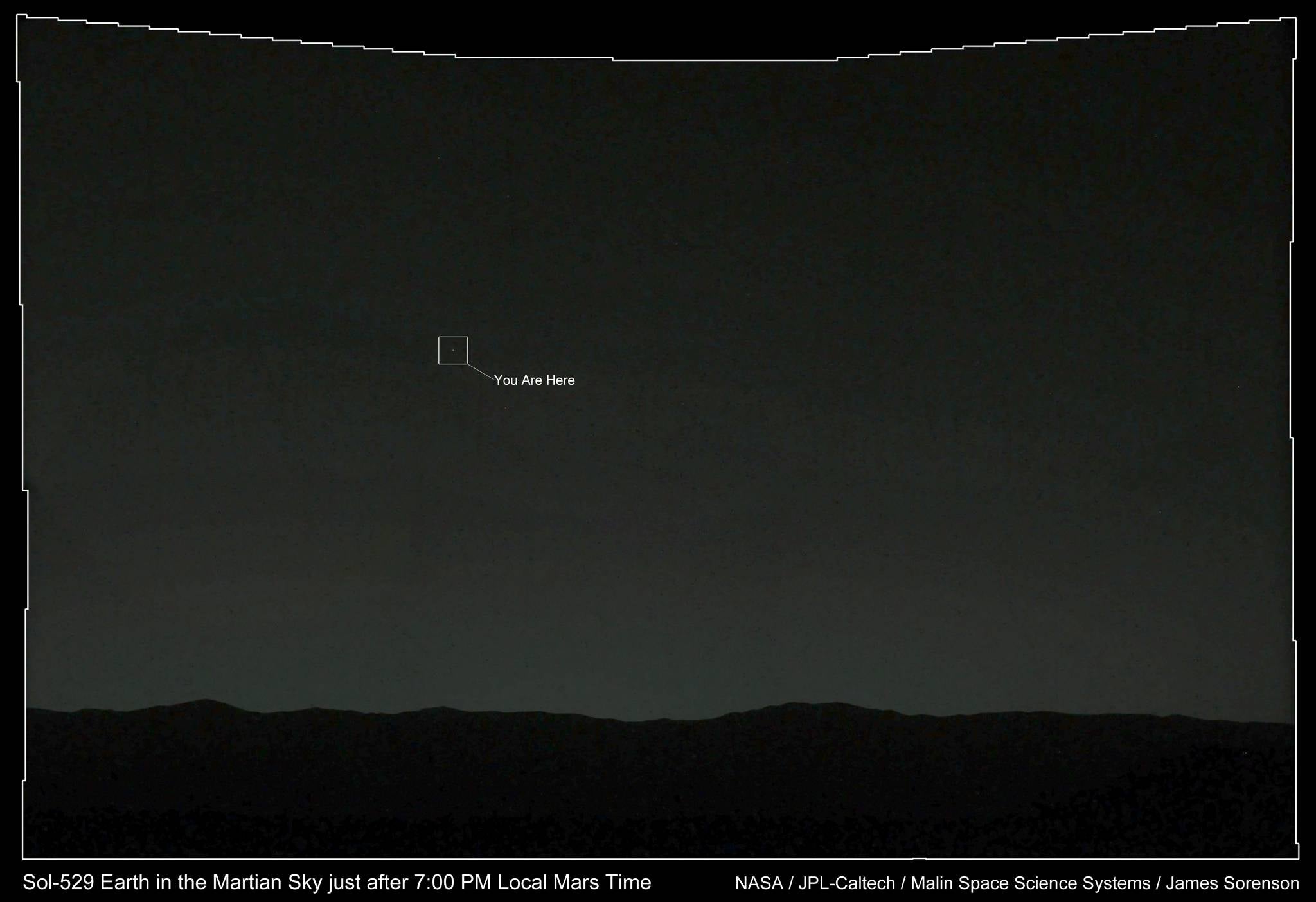 You are here: Earth appears like a 'bright evening star' from Mars