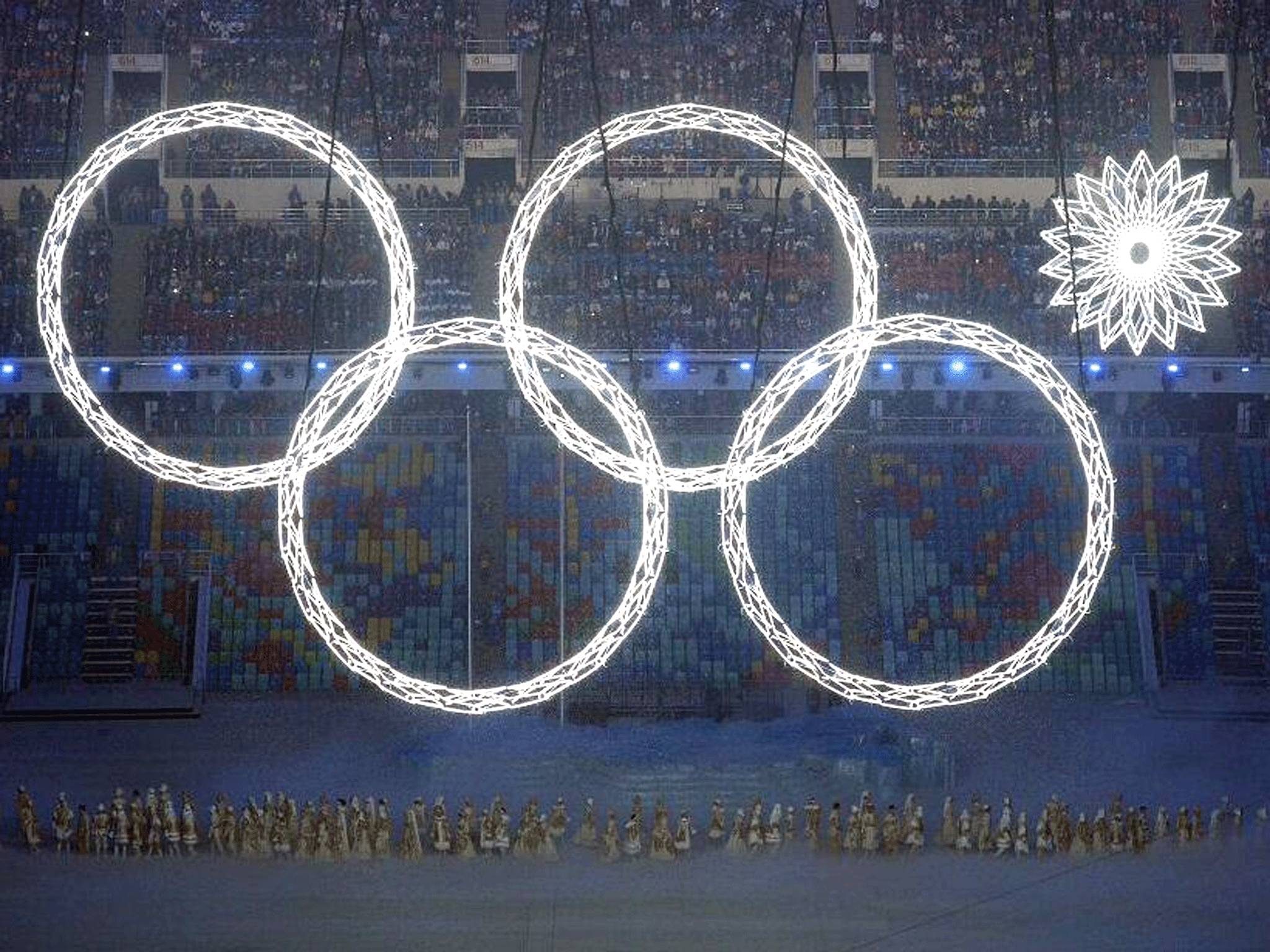 The Olympic Rings as presented by Sochi 2014