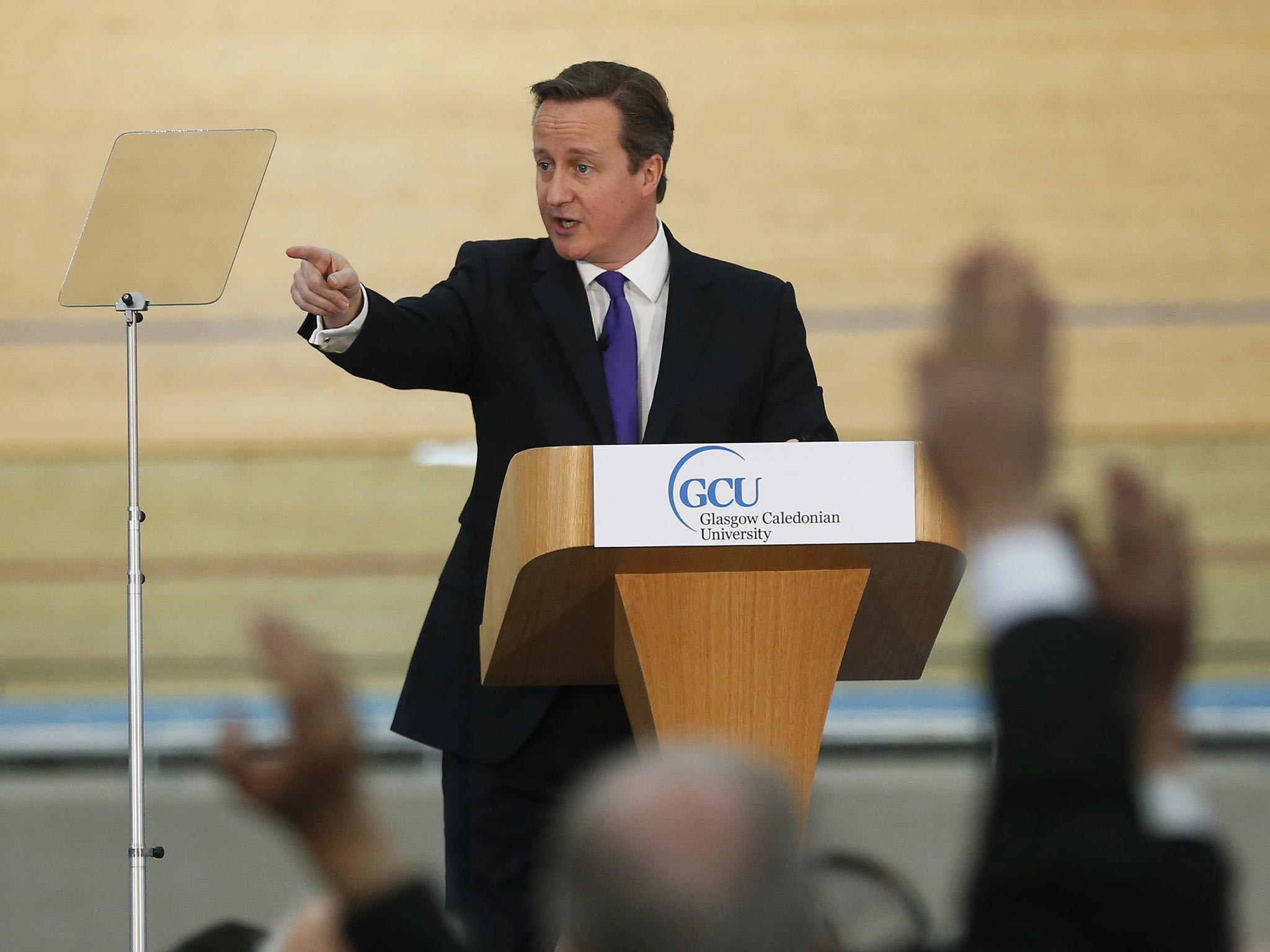 Prime Minister David Cameron delivers a speech at the Olympic Park in London