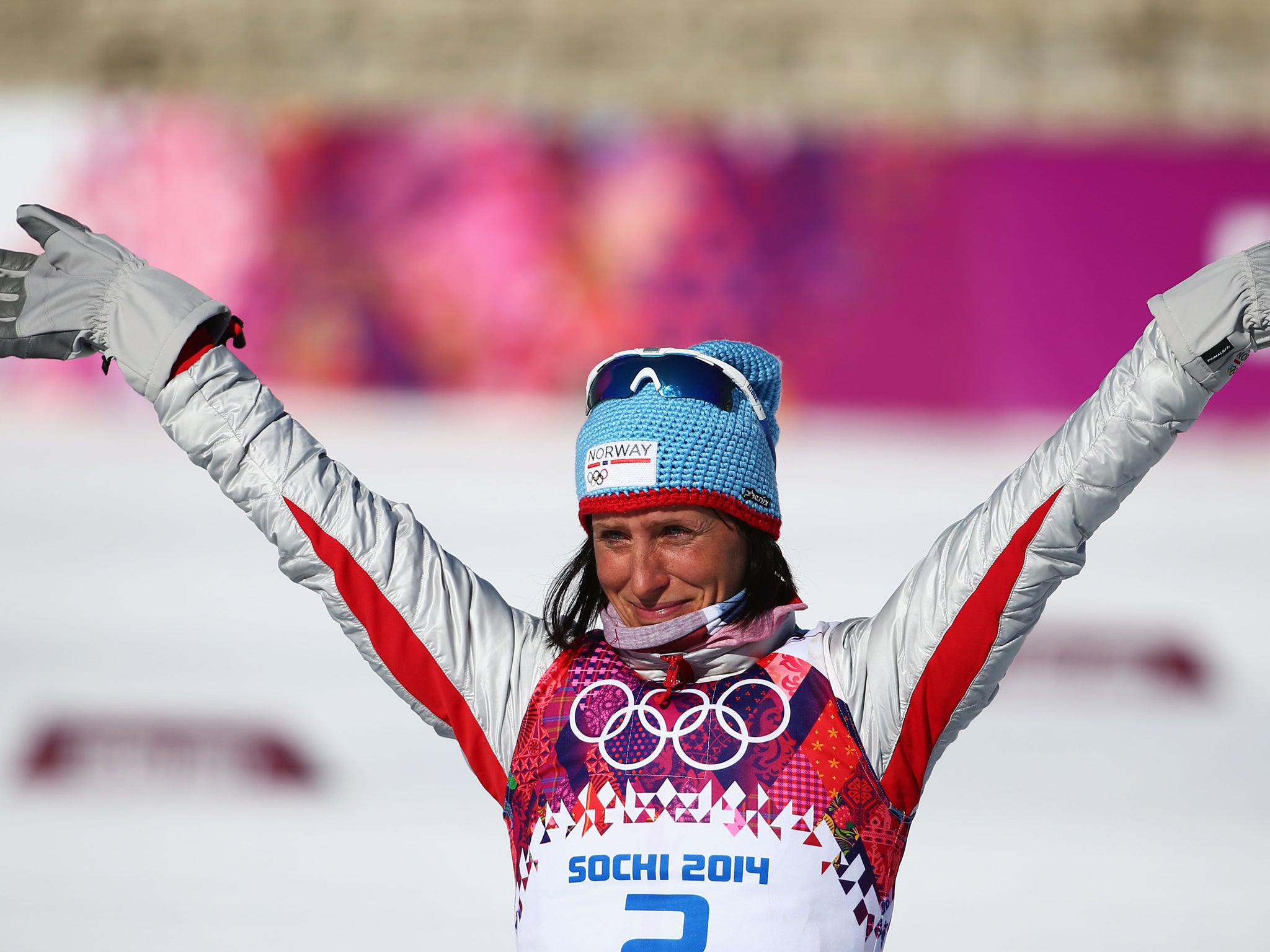 Marit Bjoergen took gold for Norway in the cross country skiing