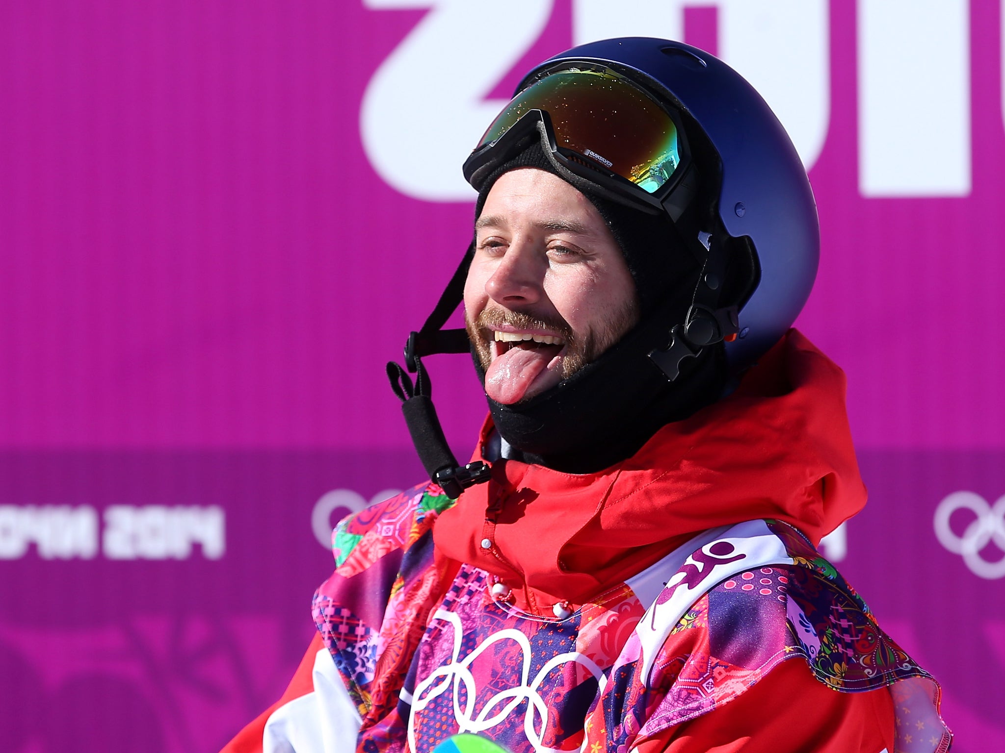 Billy Morgan reacts after his second run in the snowboard slopestyle final